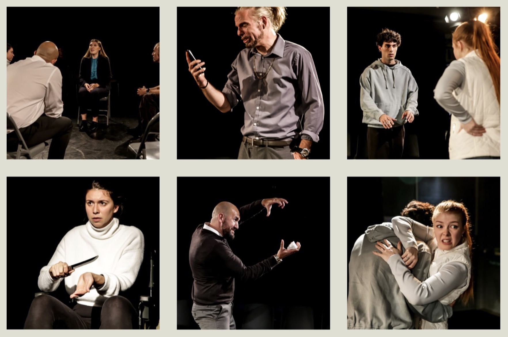 Scenes from the 2023 production of BU21 at the Corbett Theatre